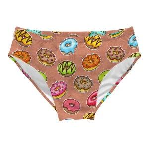 Sexy Men's Swimming Trunks Cartoon Cute Donut Funny Beach Surf Shorts Stretchy Comfortable Sexy Men's Briefs Bikini Swimwear