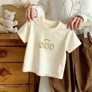 Short-sleeved Tshirt For Children's Clothes Summer Fashion Simple Comfort Baby Tees Tops Round Collar Girls Boys Casual T-shirts
