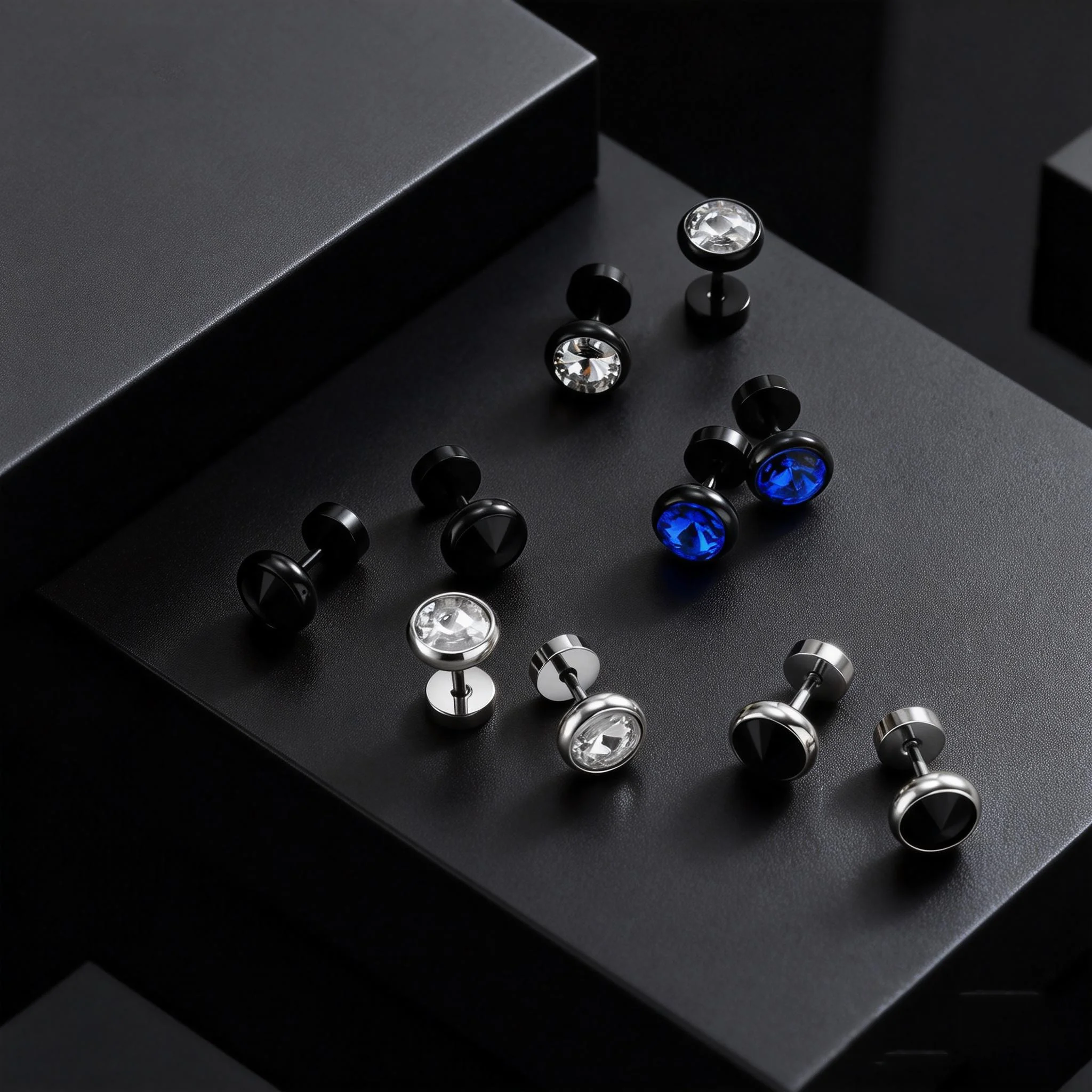 Simple Circle Round Stud Earrings for Men Boys, Metal Zircon Small Earrings, Unisex Daily Jewelry Accessory - Image 2