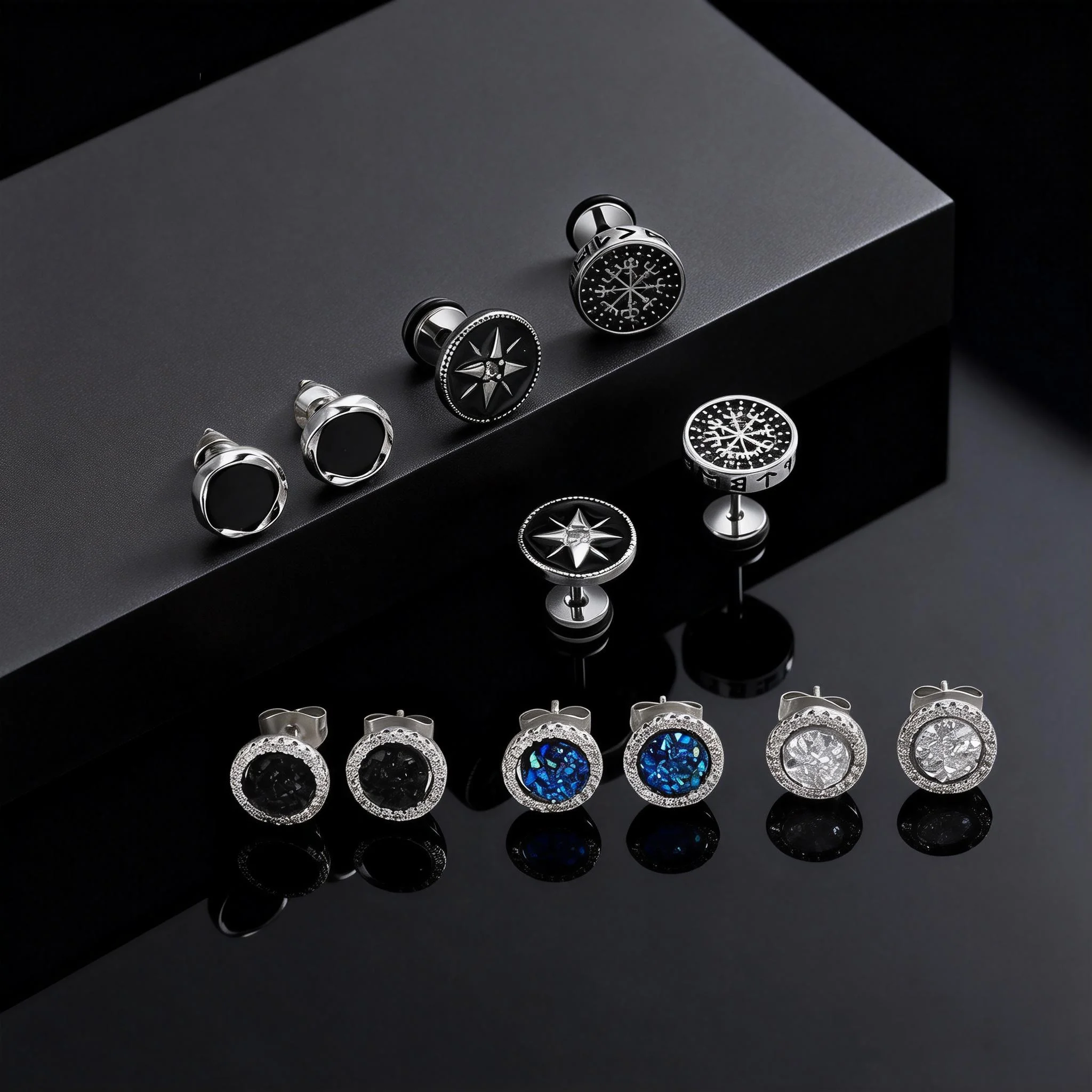 Simple Circle Round Stud Earrings for Men Boys, Metal Zircon Small Earrings, Unisex Daily Jewelry Accessory