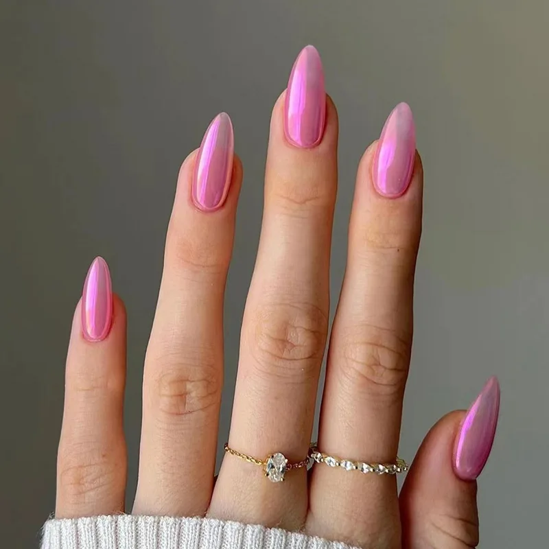 Simple French Wearable False Nails Almond Colorful Stripes Colorblock Design Manicure Fake Nails Line Full Cover Press On Nail - Image 3