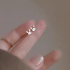 Simple Rabbit Stud Earrings for Women Hypoallergenic Daily Wear Small Multiple Animals Silver Color Earring Girls Pierc Gifts ﻿