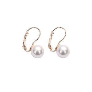 Simple Round White Imitation Pearl Stud Earrings for Women Europe and America Ball Ear Buckle Brincos Jewelry Dropshipping Gift