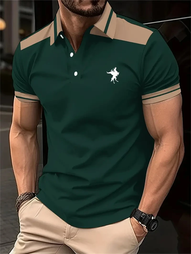 Simple Stripe Horse Graphic Polo Shirts For Men Summer Fashion 3D Printed Short Sleeve Polo Shirt Cool Streetwear Lapel Tees - Image 2