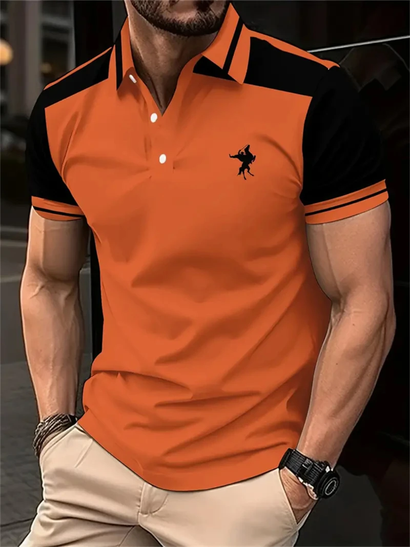 Simple Stripe Horse Graphic Polo Shirts For Men Summer Fashion 3D Printed Short Sleeve Polo Shirt Cool Streetwear Lapel Tees - Image 3