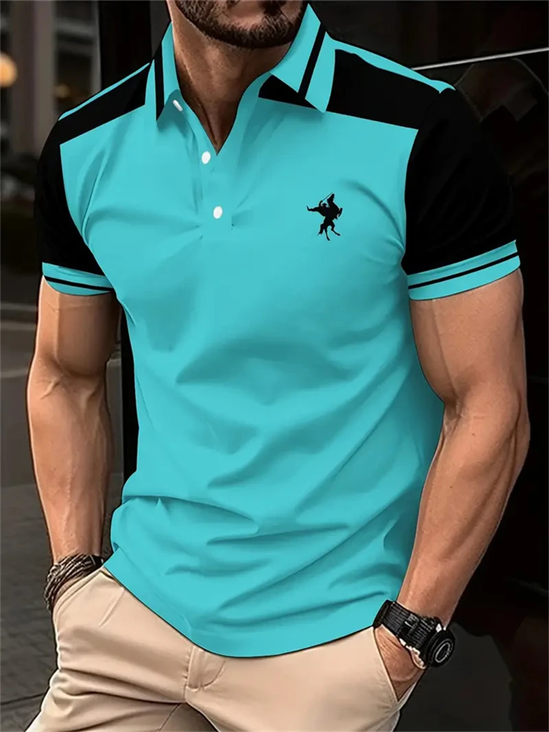 Simple Stripe Horse Graphic Polo Shirts For Men Summer Fashion 3D Printed Short Sleeve Polo Shirt Cool Streetwear Lapel Tees - Image 4