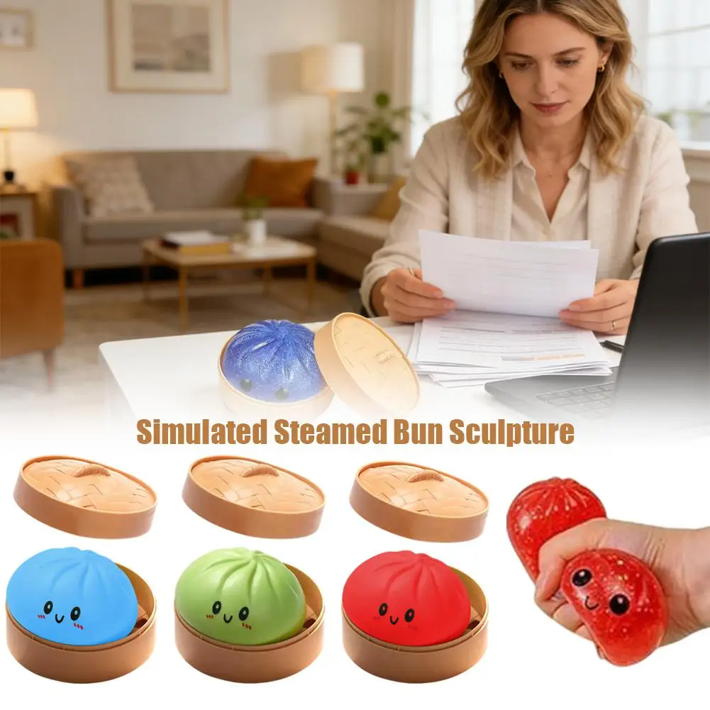 Simulation Baozi Dumpling Pressure Ball Soft Low Rebound Squishy Glitter Sensory Toy Anxiety Relief Birthday Gift Kids - Image 2