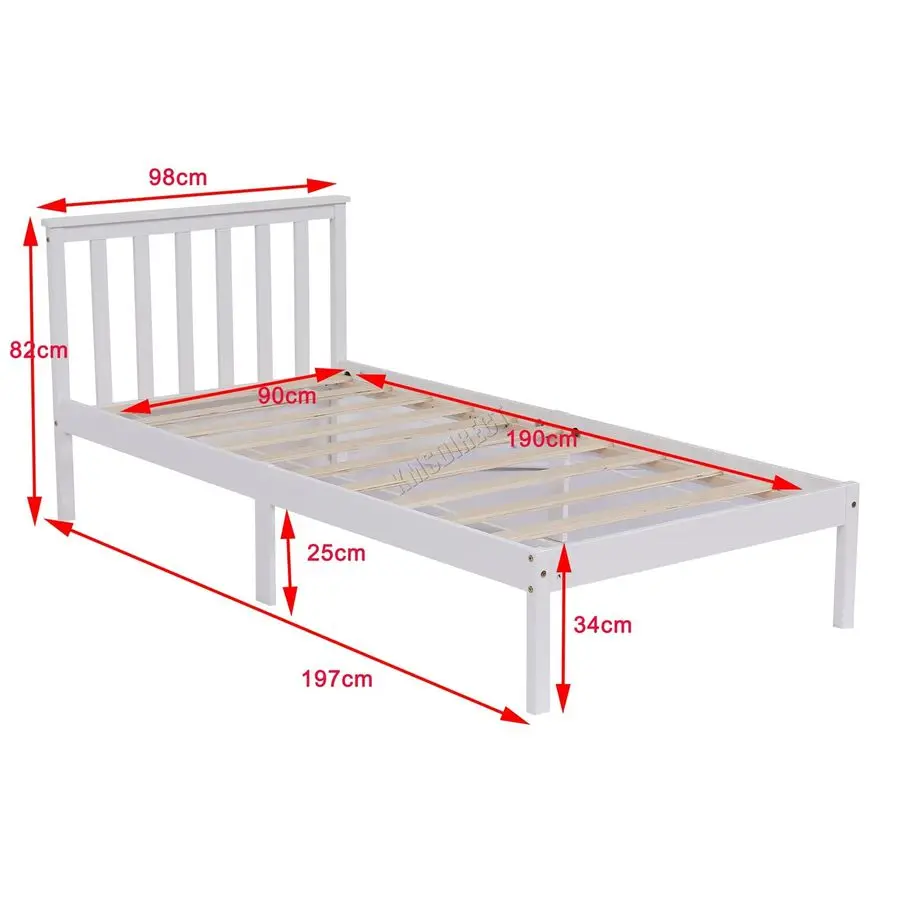 Single Bed Solid Pine Frame Headboard Durable Shaker Style Low Foot End Wooden Platform With Wood Slat Support Bedroom Furnitur - Image 2