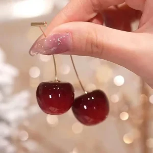 Small Fresh Sweet Lovely Cherry Cherries Cherries Earrings Pendant Fruit Earrings Red Cherry Earrings Charm Jewelry Wholesale