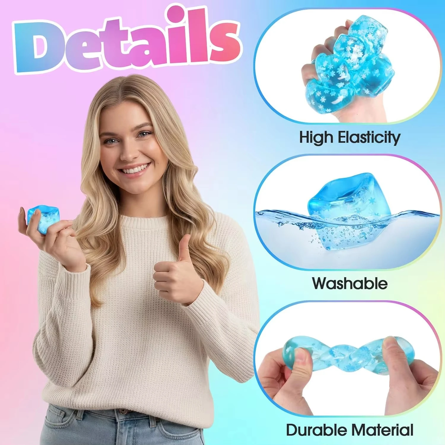 Ice Cube Squishy Toy 5.5cm Snowflake Ice Cubes Anxiety Stress Relief Squeeze Toy Soft Super Slow Rebound Adult Party Favors Gift - Image 4