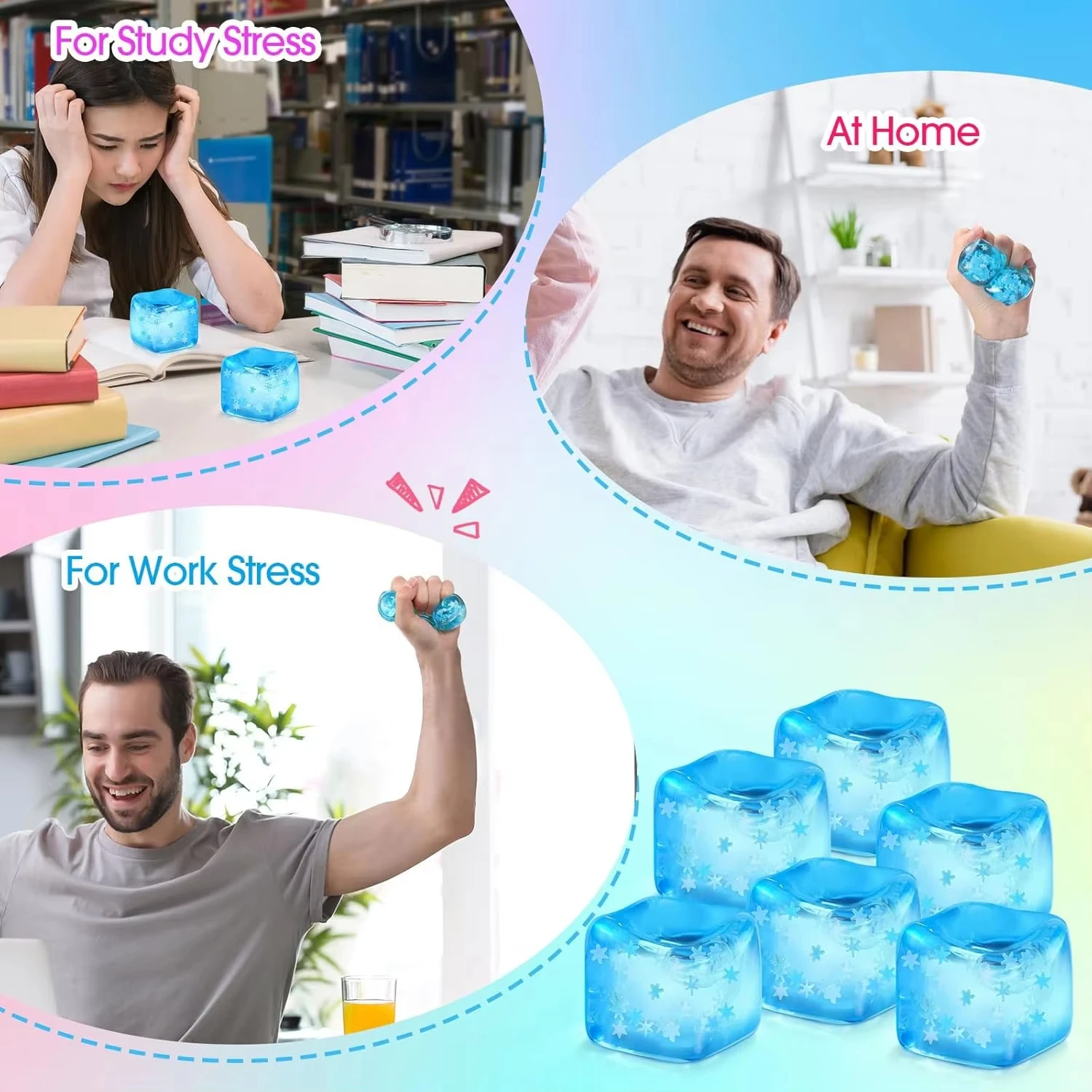 Ice Cube Squishy Toy 5.5cm Snowflake Ice Cubes Anxiety Stress Relief Squeeze Toy Soft Super Slow Rebound Adult Party Favors Gift - Image 3