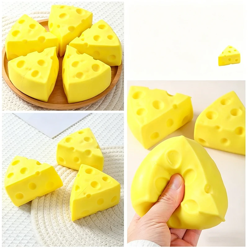 Soft Squishy Simulated Cheese Squeeze Toy Milk-flavored Food Sensory Toy Stress Relief Slow Rising Fidget Toy for Friends Gifts - Image 3
