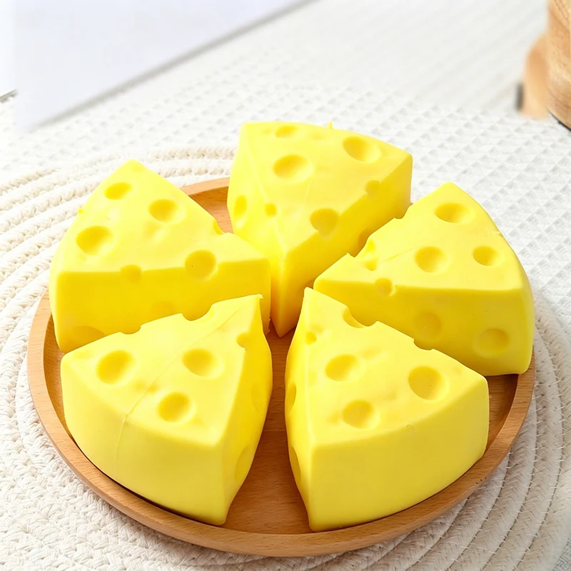 Soft Squishy Simulated Cheese Squeeze Toy Milk-flavored Food Sensory Toy Stress Relief Slow Rising Fidget Toy for Friends Gifts - Image 4