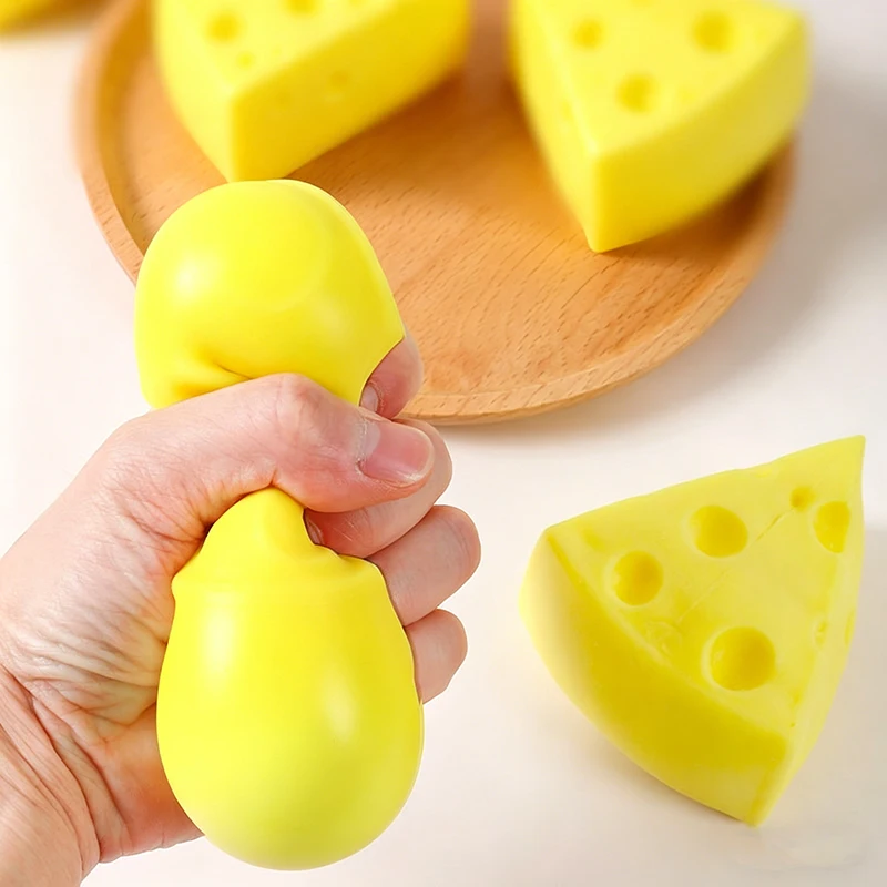 Soft Squishy Simulated Cheese Squeeze Toy Milk-flavored Food Sensory Toy Stress Relief Slow Rising Fidget Toy for Friends Gifts