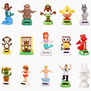 Solar Animal Bobble Head Car Decor - Cute Cartoon Dashboard Ornament Home Office Creative Gift Set