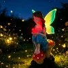 Solar Butterfly Fairy Lamp, Outdoor Solar Fairy SittingMushroom Resin Statue, Desktop Garden Window ShelfDecorative Omament