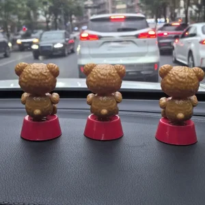 Solar Car Dashboard Decorations Bear Dashboard Ornament Car Accessories Cute Decor Dancing Toys Shaking Head Small Figures Desk