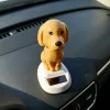 Solar Dog Car Dashboard Toy, Yellow Puppy Nodding Figure, Auto Swing Toy for Office Desk, Solar Powered Cute Animal Decor