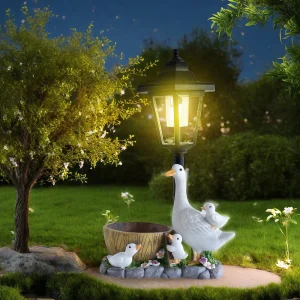 Solar Duck Night Light Garden Courtyard Sculpture Animal Resin Craft Decorative Outdoor Lighting Garden Ornaments