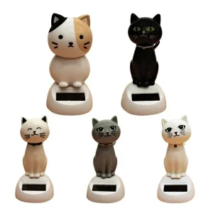 Solar Energy Cat Shake Head Doll Cat Shaking Dashboard Interior Decoration Automotive Car Ornament Doll Accessories