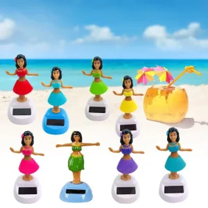 Solar Powered Dancing Toys Hawaii Girl Shaking Head Girl Doll Portable Bobblehead Ornament For Dashboard Car Accessories