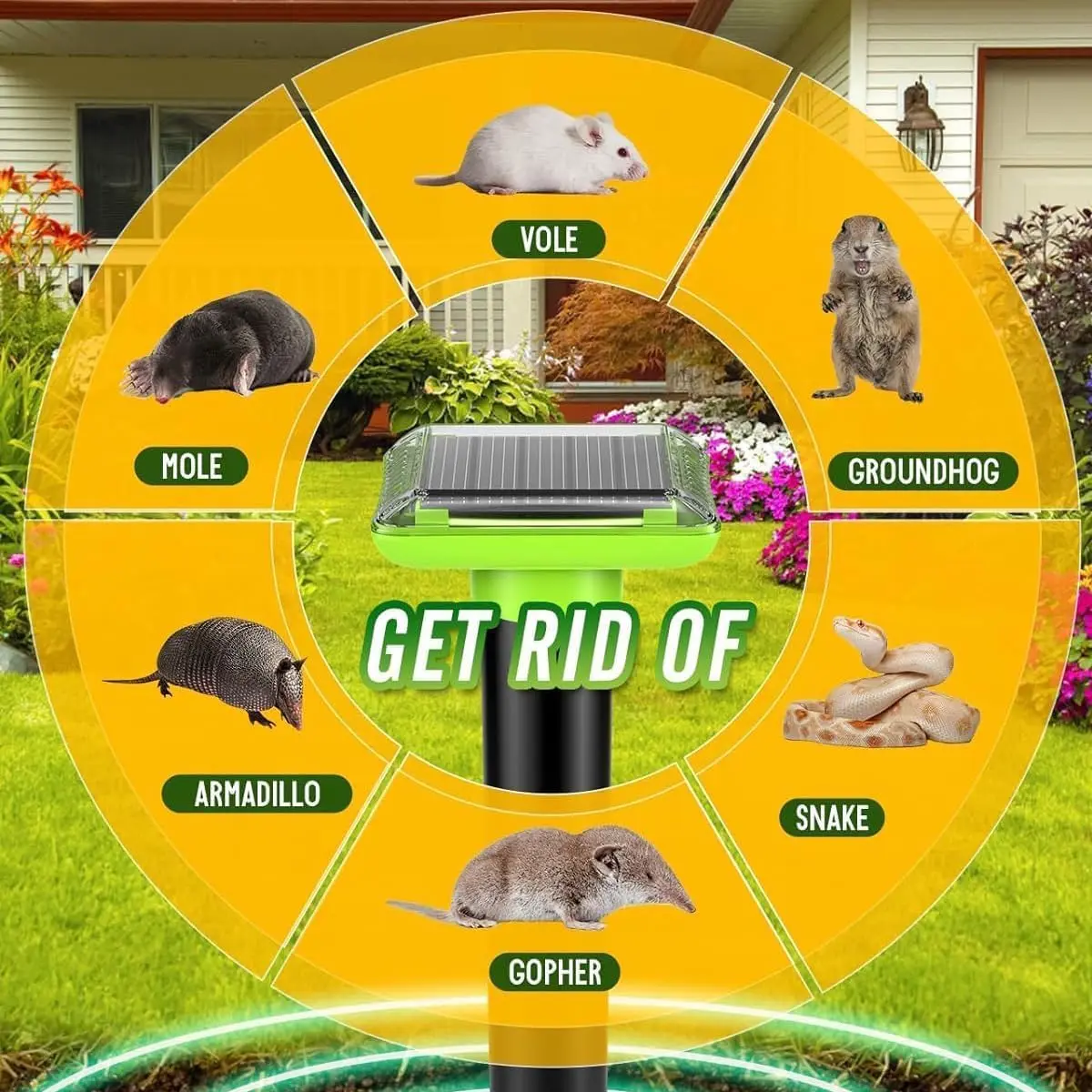 Solar Ultrasound Moles Repeller Buzzer vibration wave Snakes Mouse Animal Repeller for Orchard Farm Garden Patio - Image 2