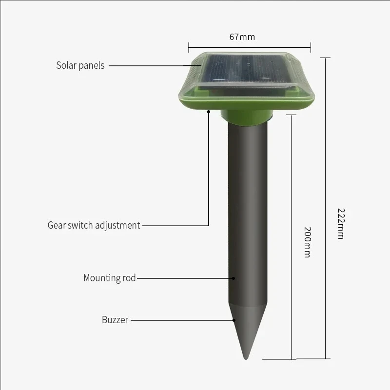 Solar Ultrasound Moles Repeller Buzzer vibration wave Snakes Mouse Animal Repeller for Orchard Farm Garden Patio - Image 6