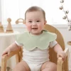 Solid Color Baby Feeding Bib Double-sided Wearing Comfortable Drool Burp Cloth Petal Design Soft Cotton Cotton Saliva Towel