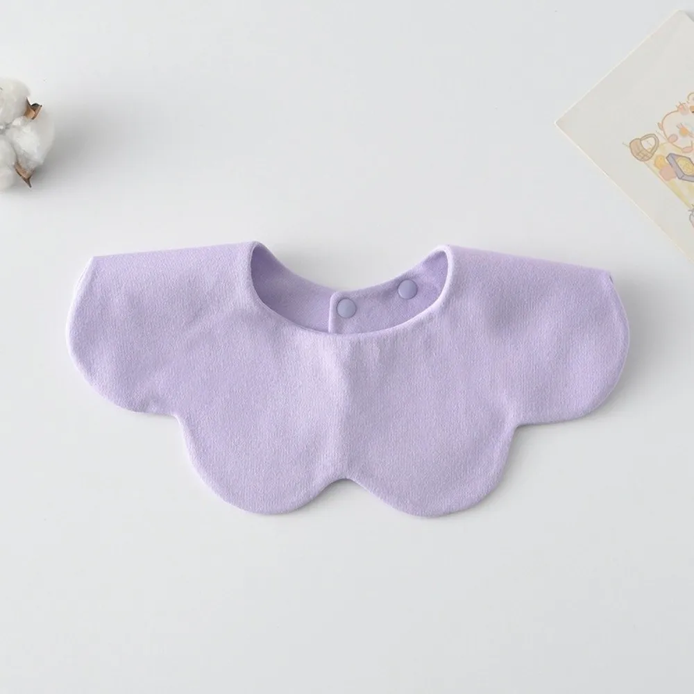 Solid Color Baby Feeding Bib Double-sided Wearing Comfortable Drool Burp Cloth Petal Design Soft Cotton Cotton Saliva Towel - Image 3