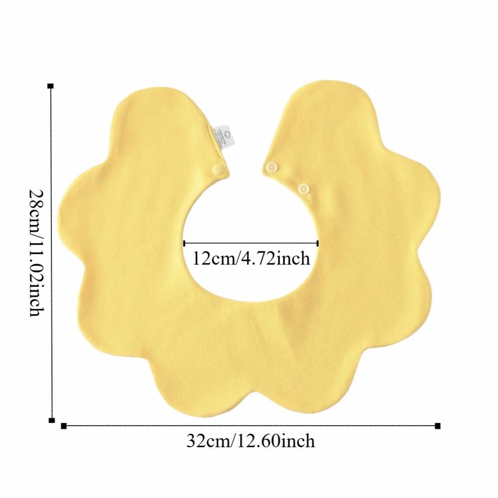 Solid Color Baby Feeding Bib Double-sided Wearing Comfortable Drool Burp Cloth Petal Design Soft Cotton Cotton Saliva Towel - Image 6