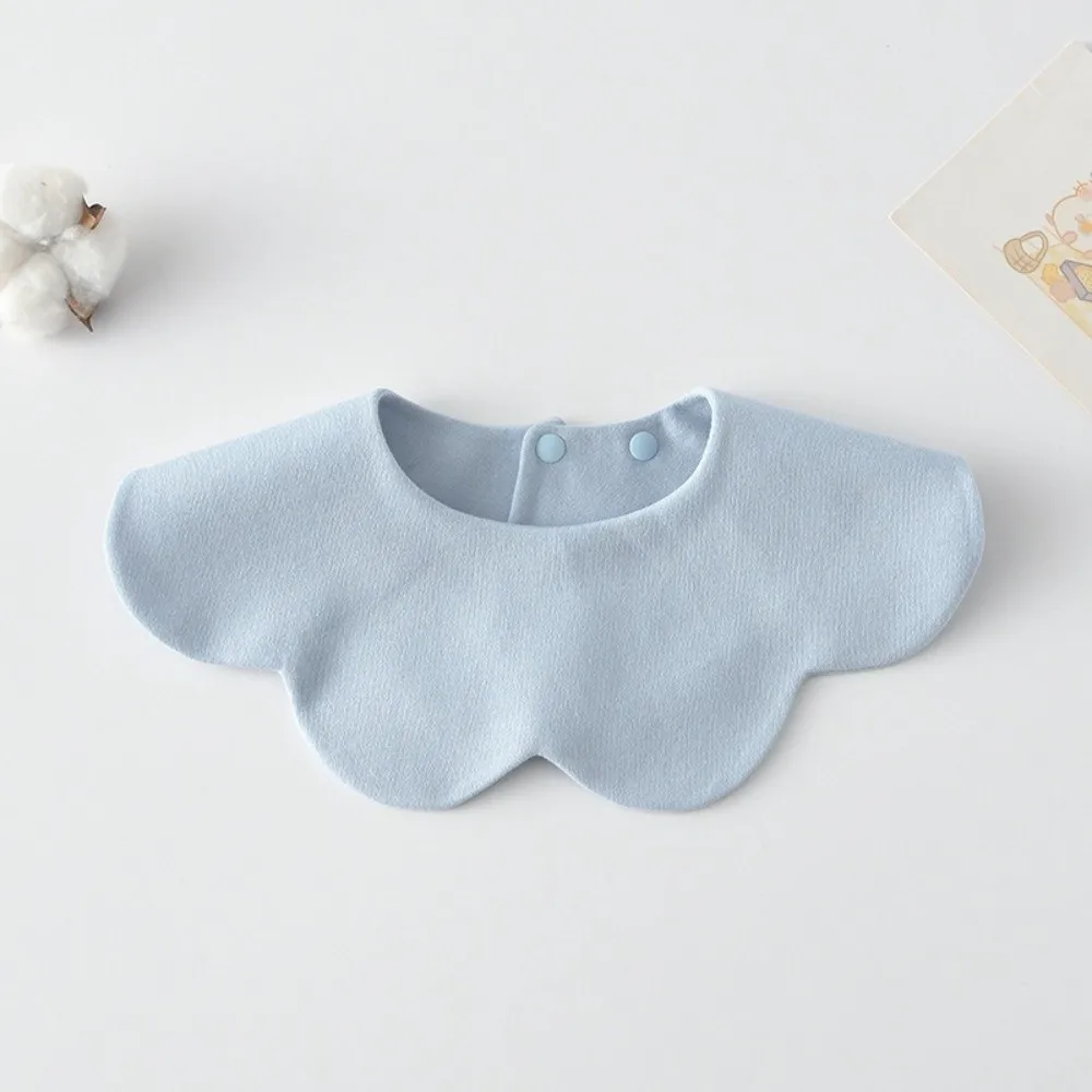 Solid Color Baby Feeding Bib Double-sided Wearing Comfortable Drool Burp Cloth Petal Design Soft Cotton Cotton Saliva Towel - Image 3