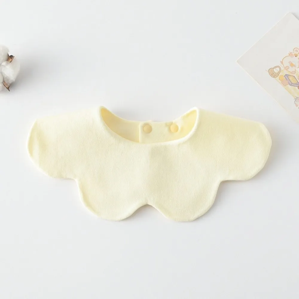 Solid Color Baby Feeding Bib Double-sided Wearing Comfortable Drool Burp Cloth Petal Design Soft Cotton Cotton Saliva Towel - Image 4