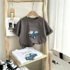 Solid Color Simple Fashion T-shirt For Kids Clothes Summer Thin Loose Casual Tshirts Tops Short-sleeved Toddler Costume T Shirts