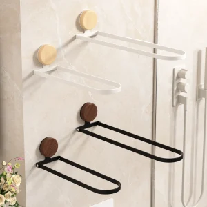 Solid Wood Bathroom Towel Rack, No-Drill Foldable Bar for Shower and Sink Wall Mount, Durable and Stylish Design, Towel Rack