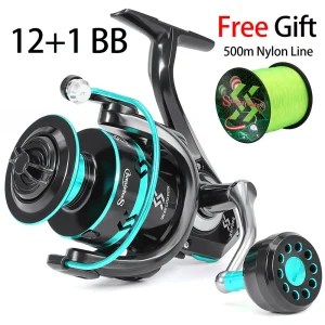 Sougayilang 2000-7000 Spinning Fishing Reel 12+1BB High Strength Aluminum Spool Max Drag 16kg Free Gift 500m Nylon Line Pesca