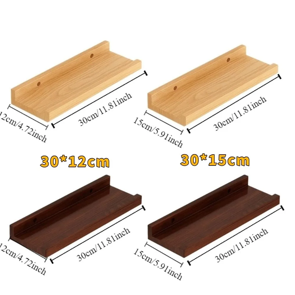 Space Saving Wooden Floating Shelf Minimalist Style Rustic Wall Mounted Storage Rack Decorative Bookshelf Organizer - Image 6
