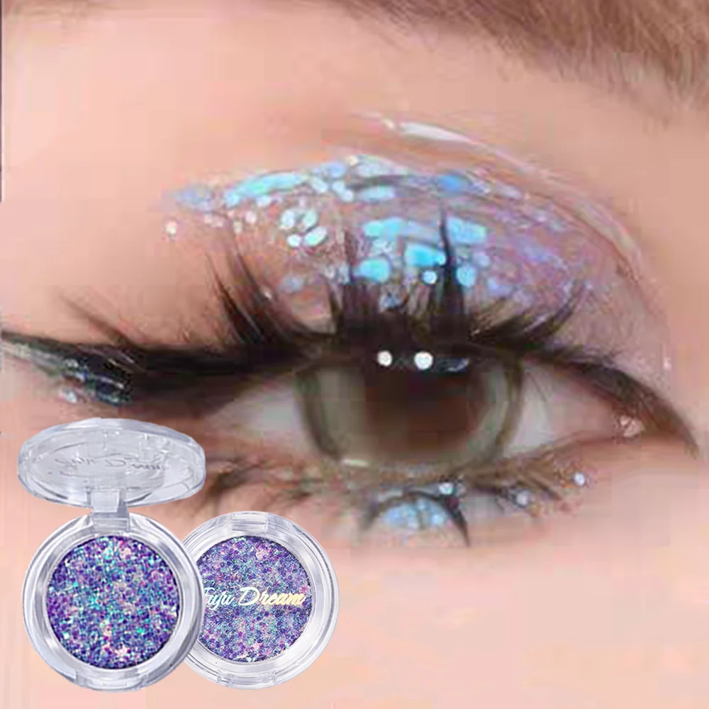 Sparkling monochrome eyeshadow palette - pearl sequins and metallic sheen, high-pigment cosmetics, holiday and stage style - Image 2