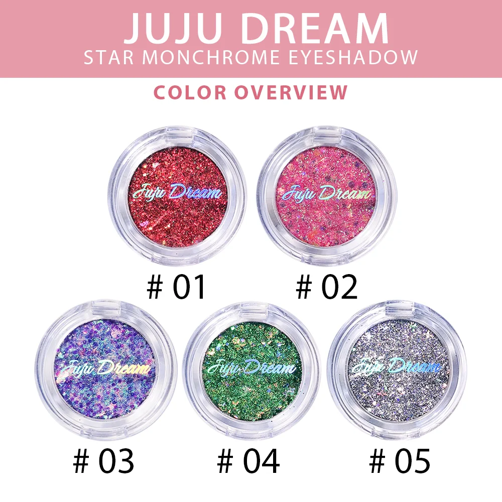 Sparkling monochrome eyeshadow palette - pearl sequins and metallic sheen, high-pigment cosmetics, holiday and stage style - Image 5