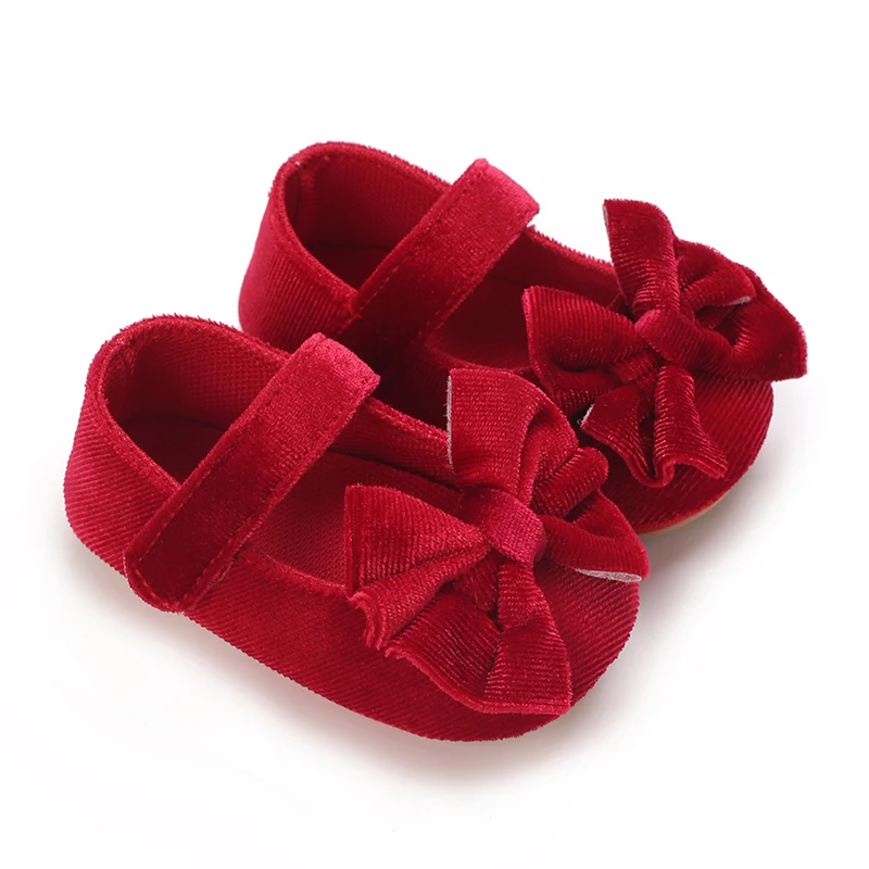 Spring and Autumn Girl Baby Shoes Classic Fashion Red Theme Cute Bow Princess Shoes Rubber Sole Anti slip Comfortable Walking Sh - Image 2