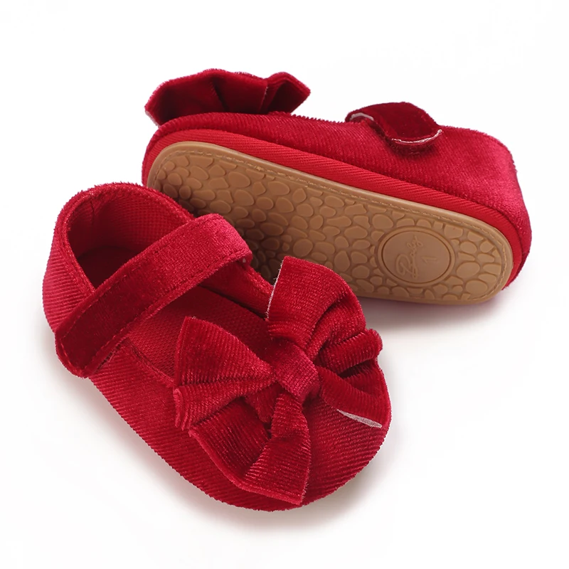 Spring and Autumn Girl Baby Shoes Classic Fashion Red Theme Cute Bow Princess Shoes Rubber Sole Anti slip Comfortable Walking Sh - Image 3