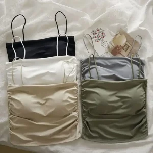 Square Collar Women's Vest with Breast Pads Free Size Beautiful Back Underwear Fixed Cup Anti-light Slim Back Slim Sling Summer