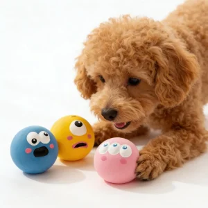 Squeaky Dog Rubber Chew Ball Bite Resistant Teeth Cleaning Toy Interactive Sound Puppy Toy for Small Medium Large Dogs