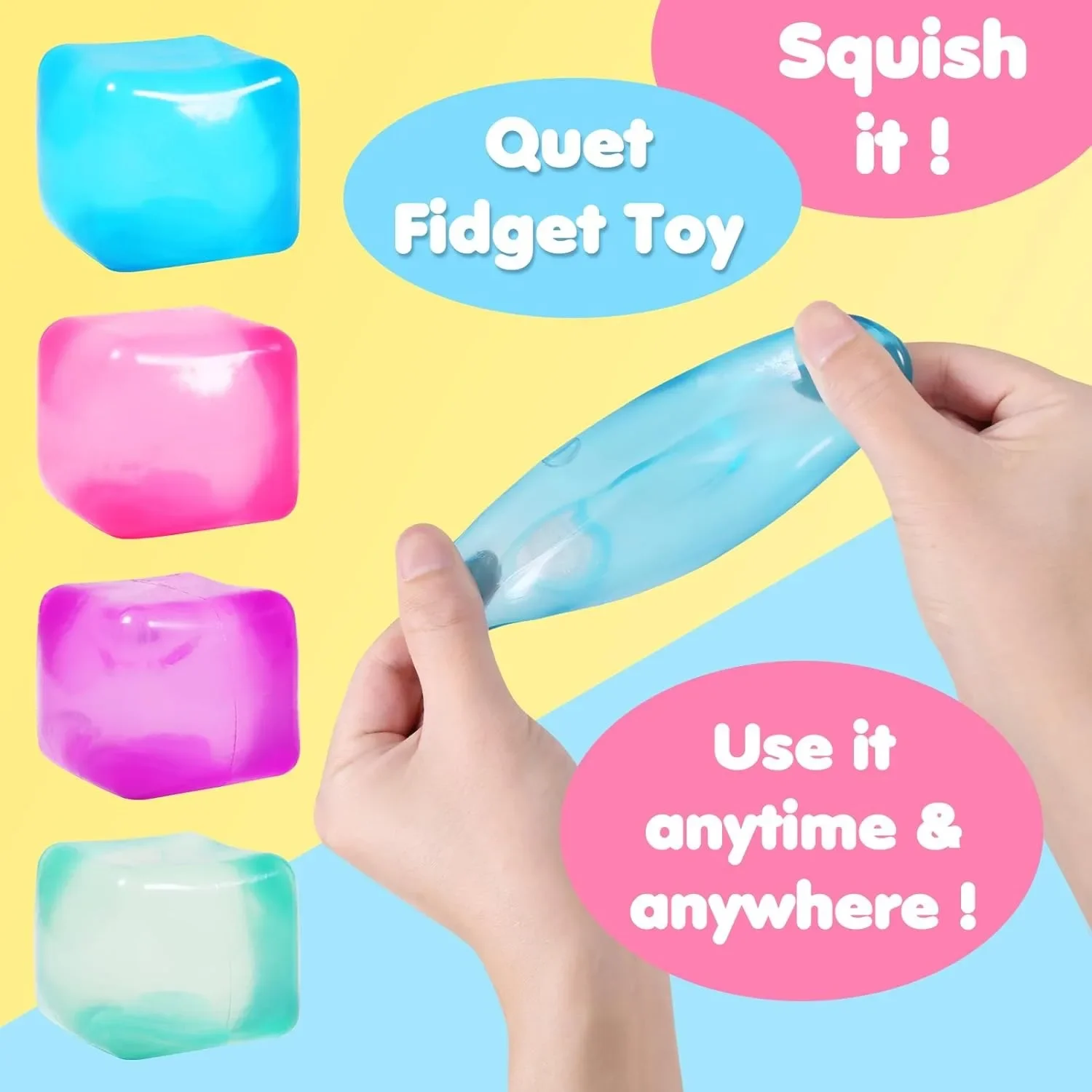Squishy Ice Cube Fidget Toy Square Shape Squishy Stress Ball Squeeze Toys Stress Relief Sensory Toy For Kids Adults Gift - Image 2
