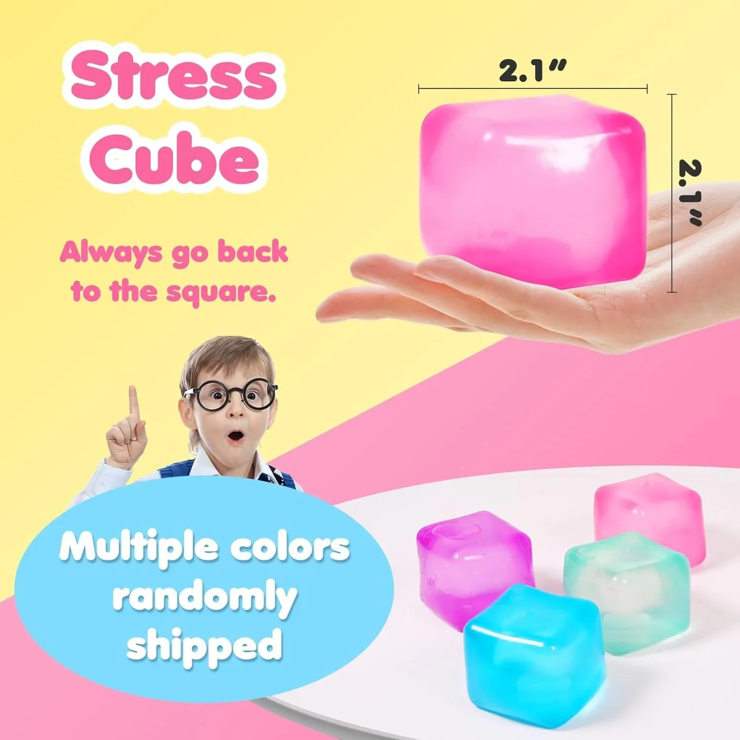 Squishy Ice Cube Fidget Toy Square Shape Squishy Stress Ball Squeeze Toys Stress Relief Sensory Toy For Kids Adults Gift - Image 3