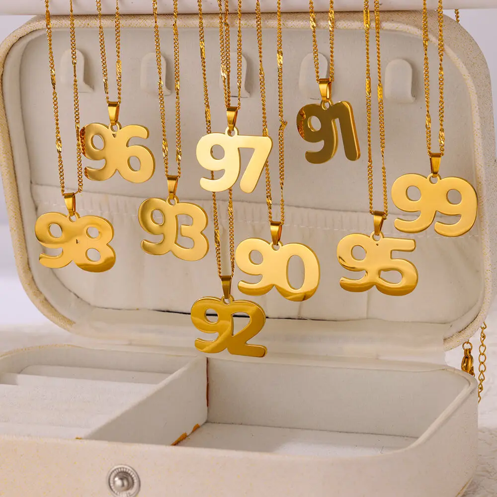 Stainless Steel Year Number Pendant Necklace for Women Men Birth Special Date 91 92 93 94 95 96 97 98 99 Birthday Jewelry Gift - Image 2
