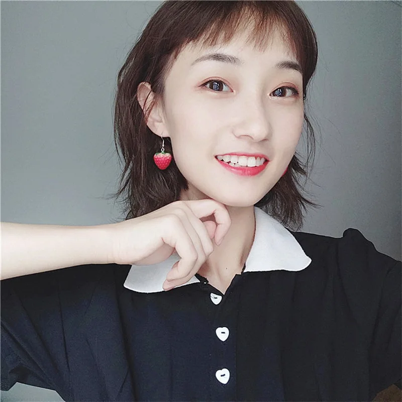 Stereo Simulation Red Strawberry Dangle Earring New Fruit Strawberry Earring Female Lovely Sweet Girl for Women Jewelry Gifts - Image 3