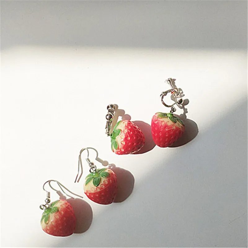Stereo Simulation Red Strawberry Dangle Earring New Fruit Strawberry Earring Female Lovely Sweet Girl for Women Jewelry Gifts - Image 5