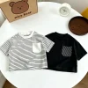 Striped TShirt Children Summer Clothes Short-sleeved Tops Kids New Style Crewneck Bottoming Shirt Baby Loose Casual Clothing