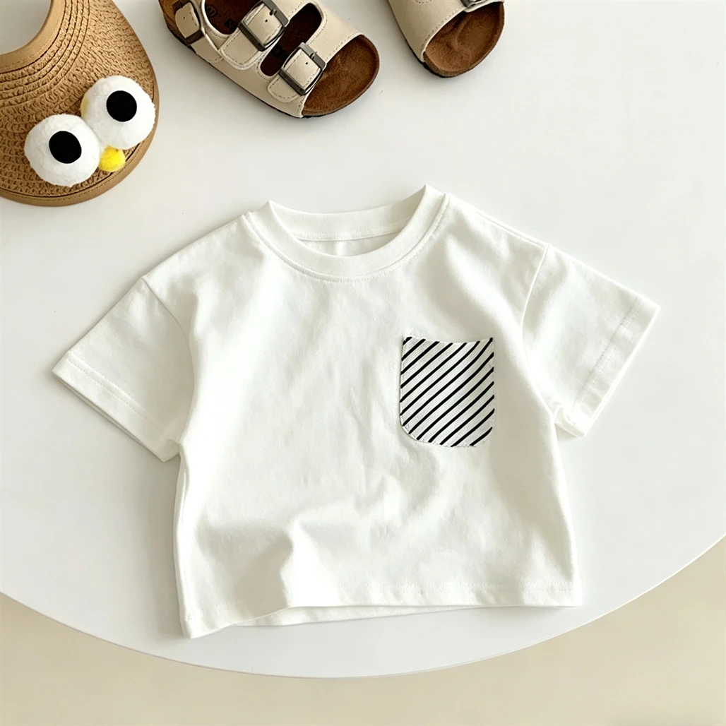 Striped TShirt Children Summer Clothes Short-sleeved Tops Kids New Style Crewneck Bottoming Shirt Baby Loose Casual Clothing - Image 4