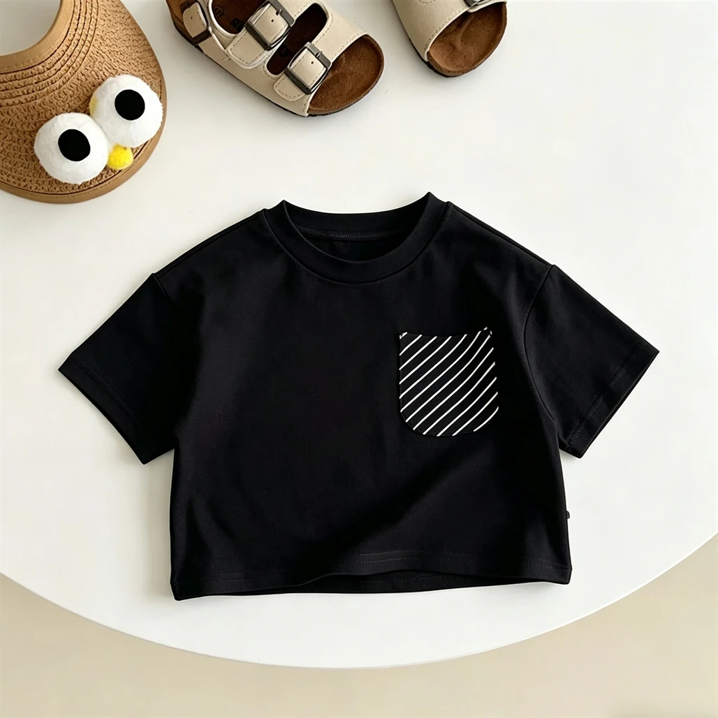 Striped TShirt Children Summer Clothes Short-sleeved Tops Kids New Style Crewneck Bottoming Shirt Baby Loose Casual Clothing - Image 5